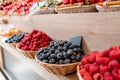 Big choice of fresh Fruit and vegetable market. Various colorful fresh fruits and vegetables. Fresh and organic Royalty Free Stock Photo