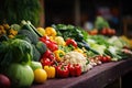 big choice of fresh Fruit and vegetable market. Various colorful fresh fruits and vegetables. Fresh and organic Royalty Free Stock Photo