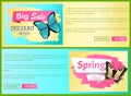 Big Choice Spring Sale Labels Posters Butterfly Royalty Free Stock Photo