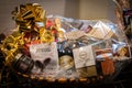 Big Christmas basket full of luxury food and drink delicatessen