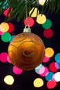 Big Christmas baubles and candles on dark Royalty Free Stock Photo