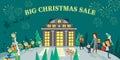 Big Christmas Sale Glowing Shop Royalty Free Stock Photo