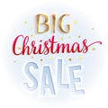 Big Christmas sale sign, bright and colorful. Design template for banners, brochures, flyers and so. Royalty Free Stock Photo