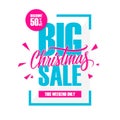 Big Christmas Sale. Special offer banner with handwritten element, discount up to 50% off. Royalty Free Stock Photo