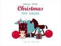 Big Christmas sale of toys for children. Black Friday discounts for a website, store, or app with children s products Royalty Free Stock Photo