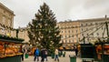 Big christmas tree and christkindlmarkt in the Residenzplatz of Salzburg, Austria Royalty Free Stock Photo