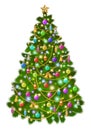 Big Christmas tree with colorful balls, toys Royalty Free Stock Photo