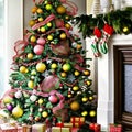 Big Christmas tree decorated Royalty Free Stock Photo