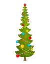 Big Christmas tree. huge spruce. Large fir. New Year Vector Illustration