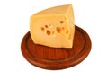 Big chunk of yellow cheese on wood Royalty Free Stock Photo