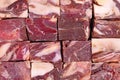Big chunks of streaked red raw horse meat with lots of fat Royalty Free Stock Photo