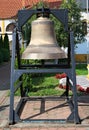 Big church bell in monastery garden, closeup Royalty Free Stock Photo