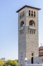 Big church bell tower on Rhodes island in Rhodes Greek town Royalty Free Stock Photo