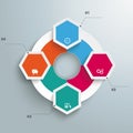 Big Circle Colored Infographic 4 Hexagons Royalty Free Stock Photo