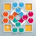 Big Circle Colored Infographic Honeycomb 4 Squares Royalty Free Stock Photo