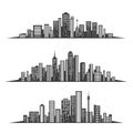 Big city buildings skyline set Royalty Free Stock Photo