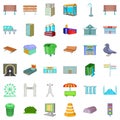 Big city icons set, cartoon style Royalty Free Stock Photo