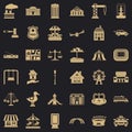 Big city icons set, simple style