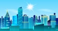 Big city landscape background. Sunny day in metropolis. Real Estate design concept.