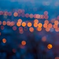 Big city lights in the twilight evening with blurring background Royalty Free Stock Photo