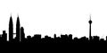 Big city panoramic silhouette isolated on white background Royalty Free Stock Photo