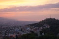 Beautiful view of Barcelona from above at sunset. Spain. Royalty Free Stock Photo