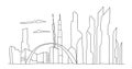 Big city skyscraper future sketch. Hand drawn vector stock line illustration. Building architecture landscape. Business Royalty Free Stock Photo