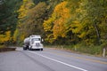 Big classic semi truck with tank and protective grille grid