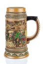 Big classical ceramic german beer mug isolated on white background Royalty Free Stock Photo