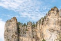 Big cliff from hiking trail on the corniches of Causse Mejean above the Tarn Gorges