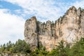 Big cliff from hiking trail on the corniches of Causse Mejean above the Tarn Gorges