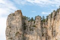 Big cliff from hiking trail on the corniches of Causse Mejean above the Tarn Gorges