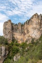 Big cliff from hiking trail on the corniches of Causse Mejean above the Tarn Gorges