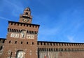 big clock tower of Castle called Castello Sforzesco in Milan Ita Royalty Free Stock Photo