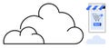Cloud Computing and Online Shopping Concept with Storefront on Mobile Device Royalty Free Stock Photo