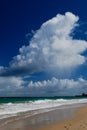 Big clouds passing on a beach