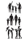 Big collect Silhouette Happy Family with child on walk, Illustration for Design Royalty Free Stock Photo