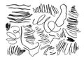 Big collection of black brush strokes, lines, grunge curly elements. Vector ink illustration. Royalty Free Stock Photo