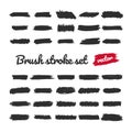 Big collection of black paint, ink brush strokes, brushes, lines. Dirty grunge style. Vector illustration. Royalty Free Stock Photo