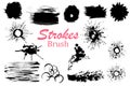 Big collection of black paint, ink brush strokes, brushes, lines, grungy Royalty Free Stock Photo