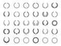 Big collection of black vector laurel wreaths