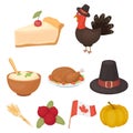 Big collection of canadian Thanksgiving Day vector symbol stock Royalty Free Stock Photo