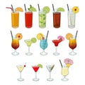 Big collection of cocktails. Daiquiri, Mojito, Royalty Free Stock Photo
