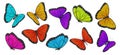 Big collection of colorful butterflies. Vector illustration