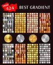Big collection colorful metallic gradients. Royalty Free Stock Photo