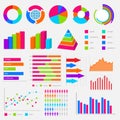 Big collection of colorful vector diagrams and charts