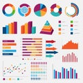 Big collection of colorful vector diagrams and charts