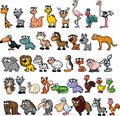 Big collection of cute cartoon animals,birds and sea creatures of the world.Big fauna of the world icon set.Vector Royalty Free Stock Photo