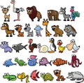 Big collection of cute cartoon animals,birds and sea creatures of the world.Big fauna of the world icon set.Vector Royalty Free Stock Photo