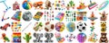 big collection of different toys, photo collage, isolated transparent background AIG44 Royalty Free Stock Photo